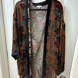 Baltic Born Black and Pink Velvet Kimono